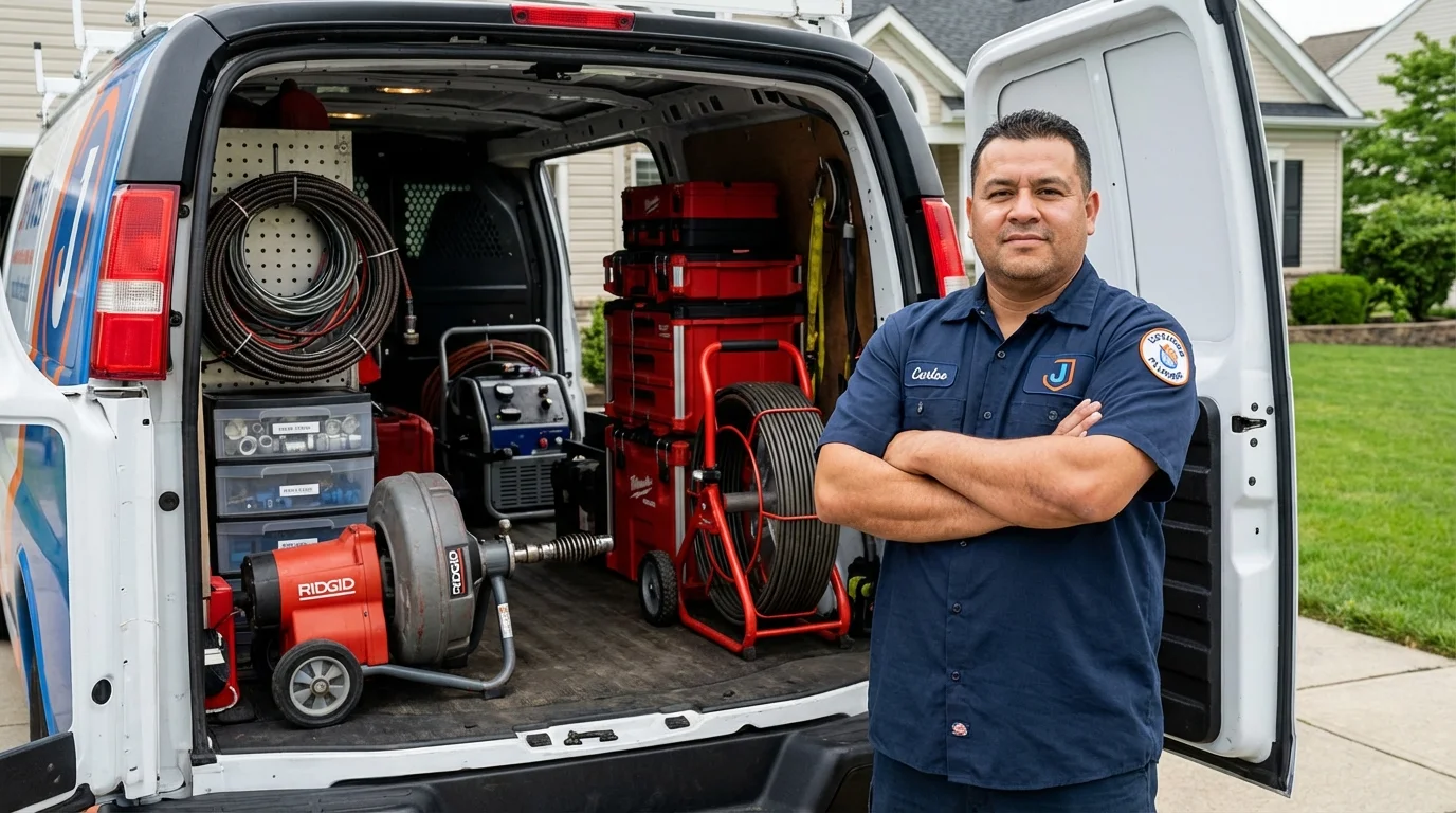 Professional drain cleaning equipment and Johns Plumbing LLC plumber in Culpeper