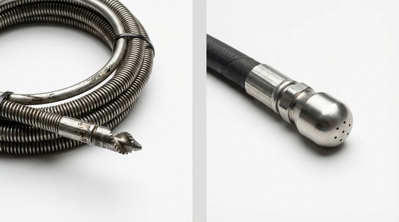 Drain snake cable and hydro jetting nozzle used for drain cleaning in Culpeper, VA