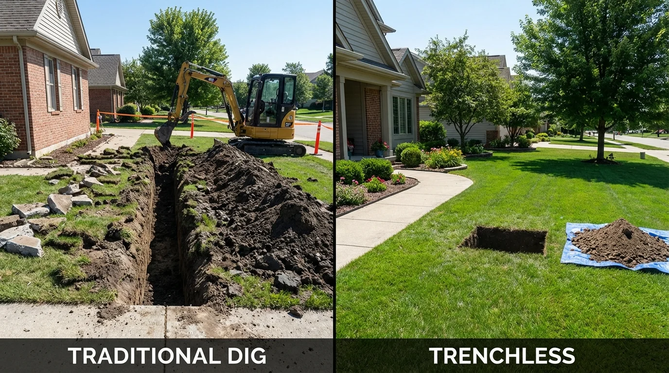 Trenchless sewer repair with minimal yard damage versus traditional excavation in Culpeper, VA